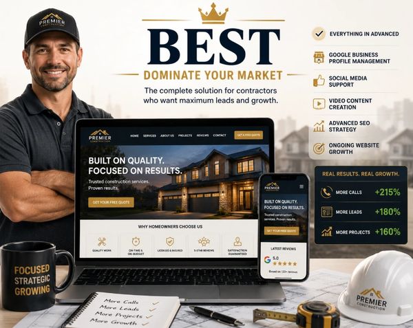 Best contractor website plan with SEO, social media, GBP management, and lead generation.