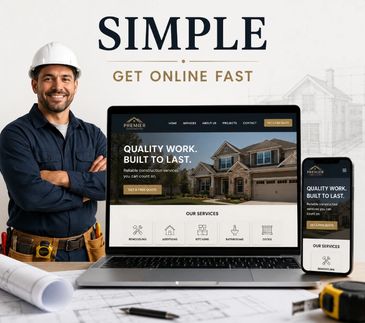 Contractor website design Simple Plan with mobile-friendly website displayed on laptop and phone.
