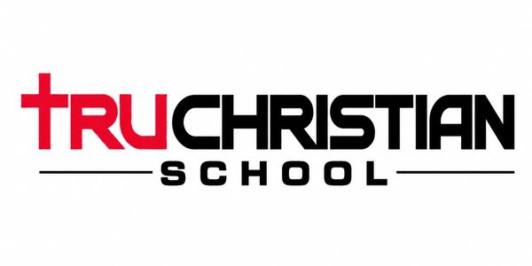 Logo of Tru Christian School with a red cross integrated in the text.