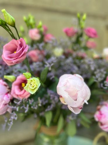 Pink and green flowers