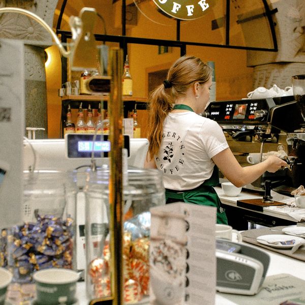 SLES Participant working as a barista
