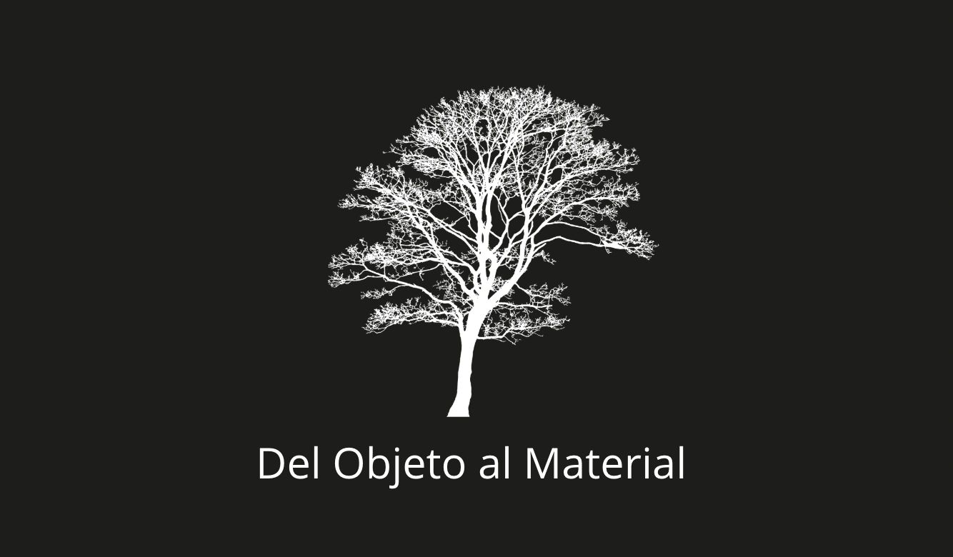 White tree silhouette with Spanish text on black background.