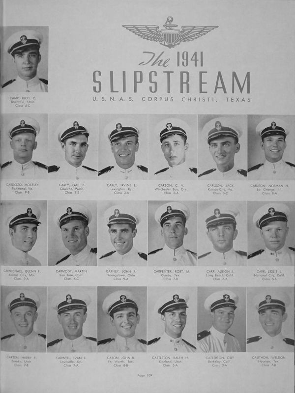 U.S. Naval Air Station Corpus Christi 1941 'Slipstream' yearbook with John Cason.