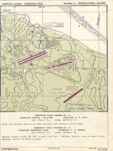 Henderson Field Approach Bearing Map.