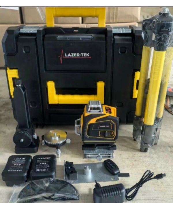 Lazer-Tek laser level kit with accessories.