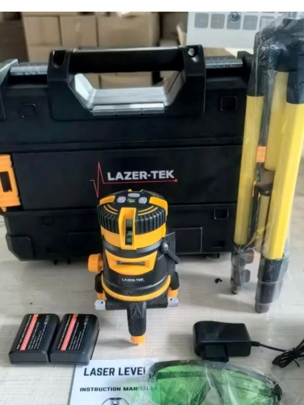 Lazer-Tek laser level tool kit with accessories.