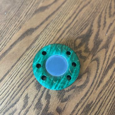 flip over pot call, slate playing surface.  stabilized curly maple dyed green