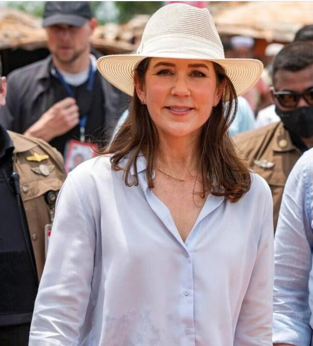 Princess Mary, wearing PETA, Canopy Bay, by Deborah Hutton, Navy and White Hat