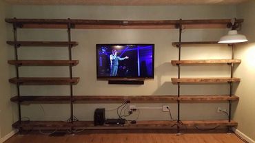 Custom built shelving and entertainment center