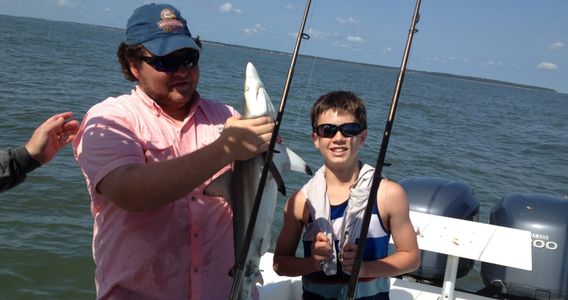 Holding blacktip shark for picture
