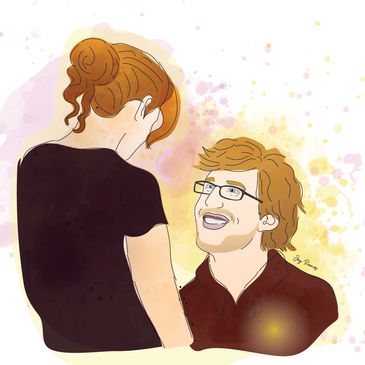 Illustration of a joyful couple sharing a happy moment together.