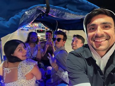 taxi ride enjoying themselves in a selfie