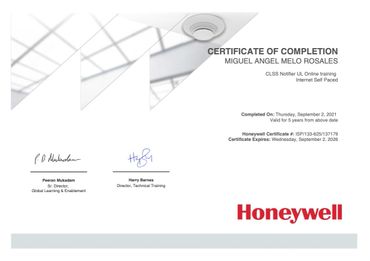 Certificados en HONEYWELL CLSS