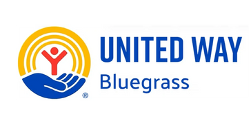 United Way logo with hand holding red stick person and yellow overhead for United Way Bluegrass