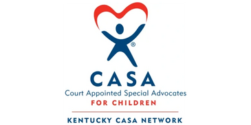 Kentucky CASA Network Logo shape of blue man with heart above head