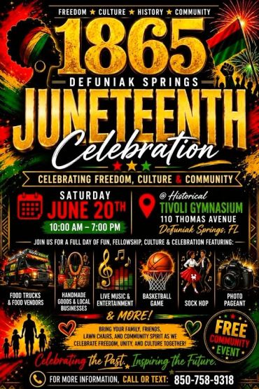 Juneteenth celebration in Defuniak Springs on June 20th.