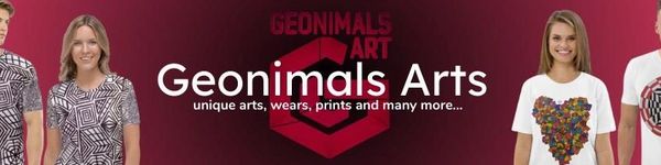 Banner for Geonimals Arts featuring unique wearable art.