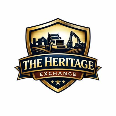 Logo of The Heritage Exchange featuring construction and home imagery within a shield.