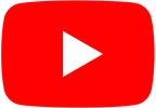 YouTube logo with a red play button inside a rounded rectangle.