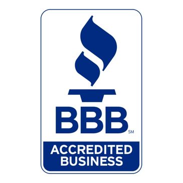 BBB Accredited Business logo with blue torch and text.