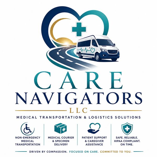 Logo for Care Navigators LLC specializing in medical transportation and logistics.