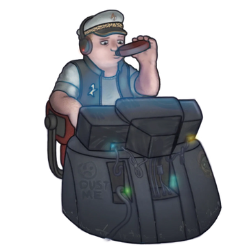 Cartoon of a man drinking while gaming on a computer setup.