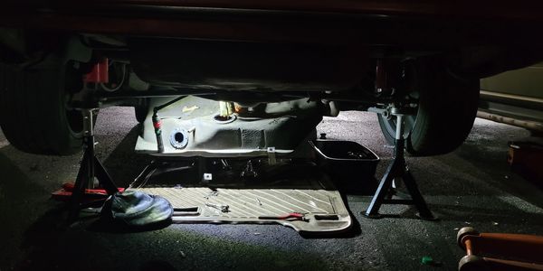 Replacing fuel filter in parking lot