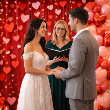 Bride and groom getting married in a simple ceremony in New Baltimore Michigan