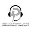 Prestige Virtual Pros logo with headset and lightning bolt.
