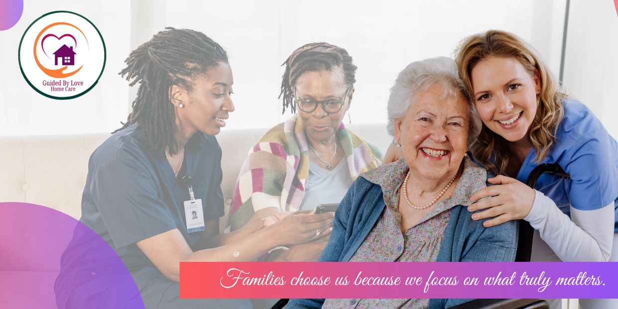 Caring healthcare workers supporting elderly patients with love and compassion.