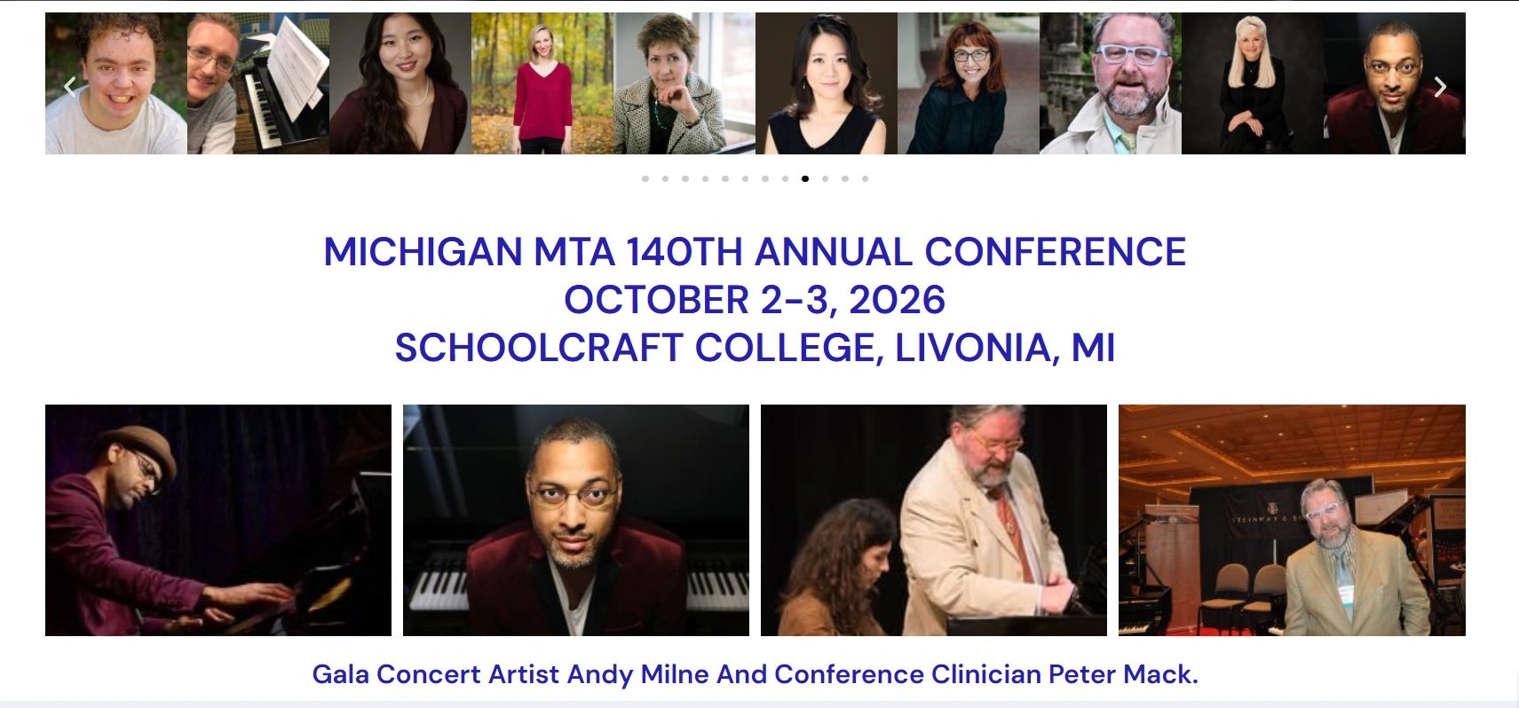Michigan MTA's 140th Annual Conference announcement with featured artists.