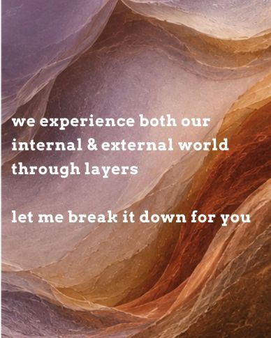 Text about experiencing internal and external worlds through layers.