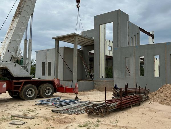 Erecting a grand entry and stair tower 
