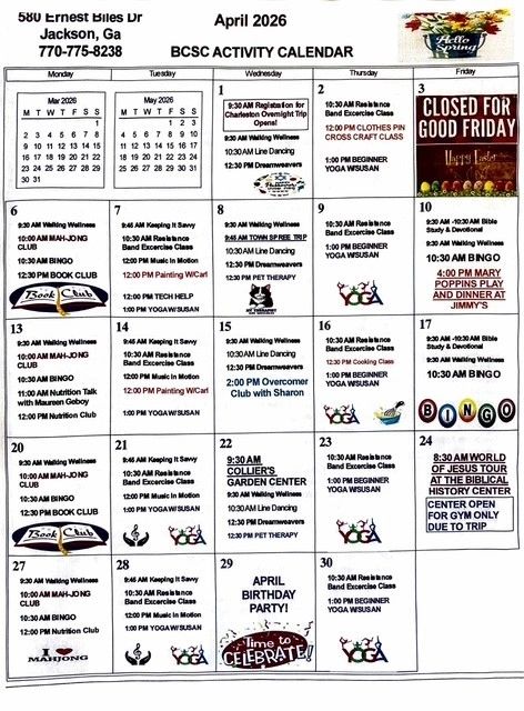 BUTTS CO. SENIOR CENTER MARCH CALENDAR OF EVENTS