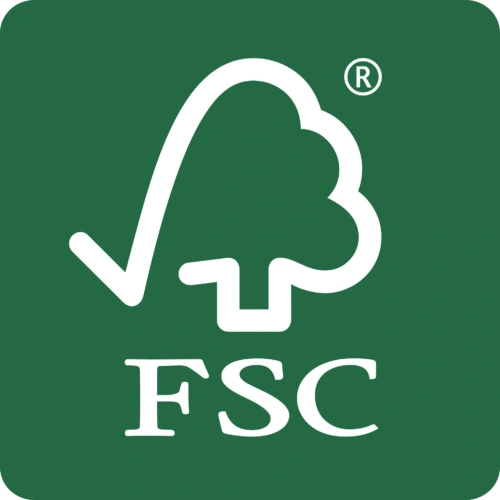 FSC logo with a tree and checkmark symbol on green background.