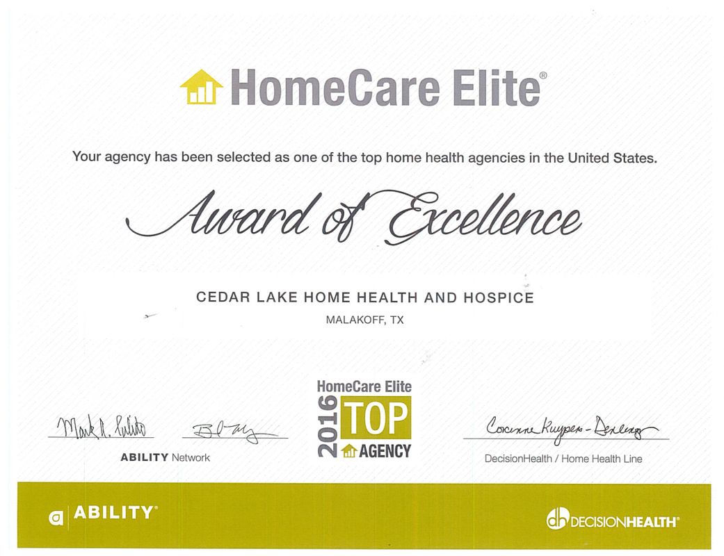 Award of excellence for 2016.