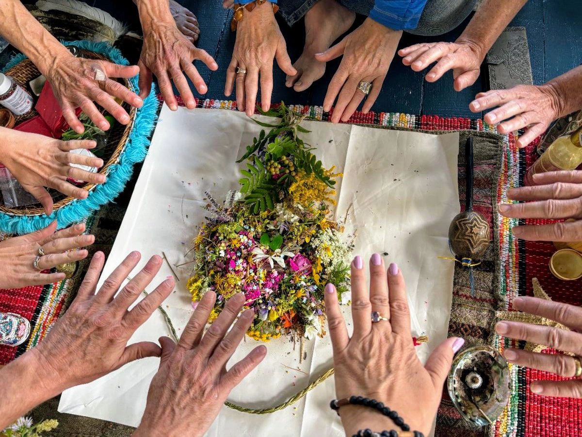 Hands around prayer bundle