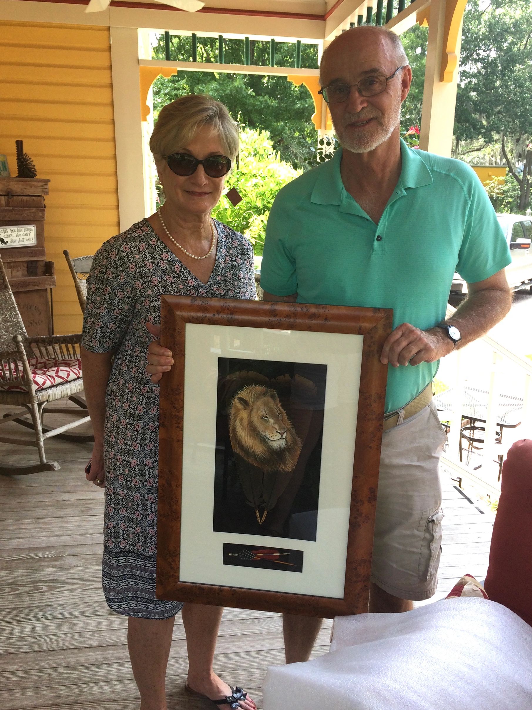 This couple had me paint one of the lions they encountered on a recent safari.