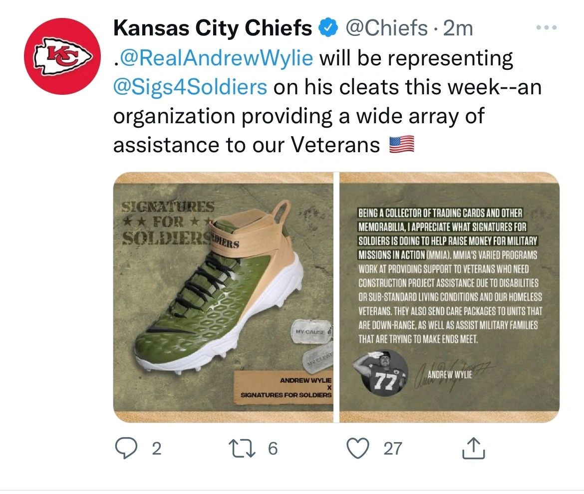 Chiefs' Lineman/Collector Andrew Wylie to Sport Signatures for