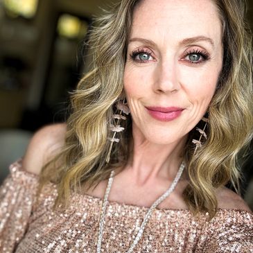 Christin Slough woman in sequin dress