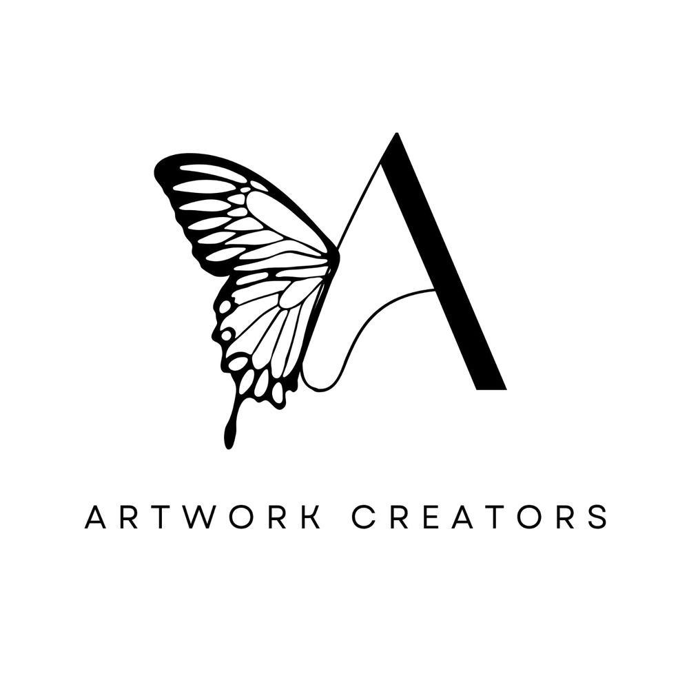 Elegant logo with a butterfly wing merging into the letter A, symbolizing creativity.