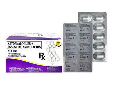 Box and blister pack of Ketoanalogues + Essential Amino Acids tablets.