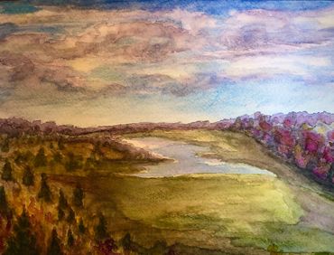 Reservoir, watercolor on hot press, 8 x 10”