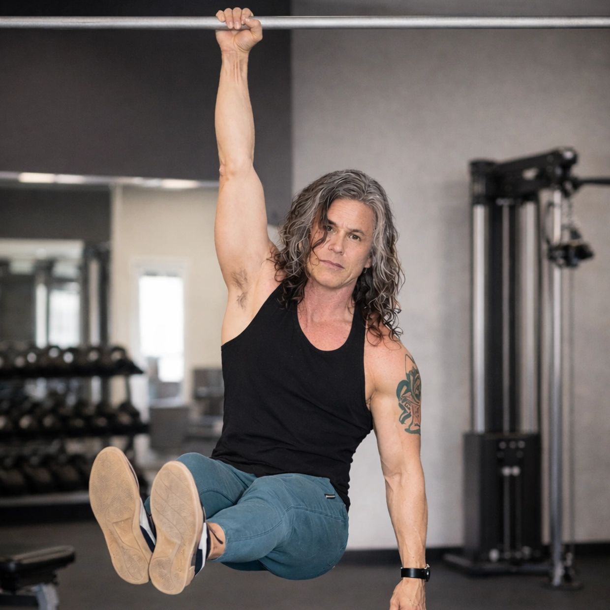 Personal trainer demonstrating controlled strength stability private training studio Abilene Texas