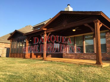 Cedar cover over patio half open and half screened in