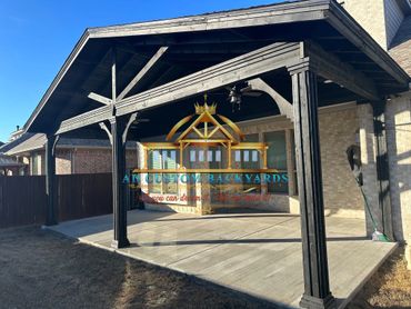 Black cover over patio