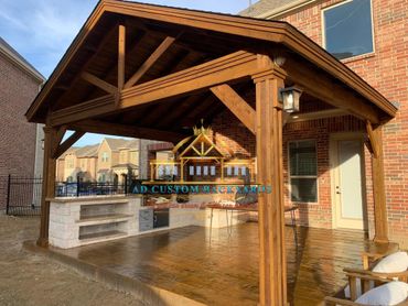 Cedar cover over wood plank stamped concrete