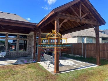 Cedar A frame cover over patio