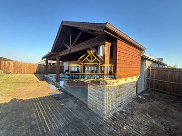 Cedar Cover over patio with cedar privacy wall