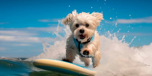 Dog enjoying his holiday, knowing that his Travel Health Certificate is in order